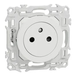 SCHNEIDER Odace Prise de courant 2P+T affleurante avec griffes blanc craie - S925052