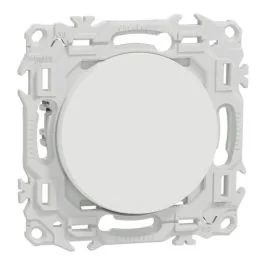 SCHNEIDER Odace Interrupteur va et vient/bouton poussoir avec griffes blanc craie - S925204