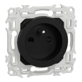 SCHNEIDER Odace Prise de courant 2P+T pour rénovation noir onyx - S940049