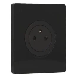 SCHNEIDER Odace Prise de courant 2P+T affleurante noir onyx et plaque simple Architecte noir émaillé