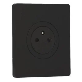 SCHNEIDER Odace Prise de courant 2P+T affleurante noir onyx et plaque simple Architecte noir onyx