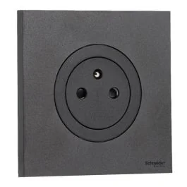 SCHNEIDER Odace Prise de courant 2P+T affleurante noir onyx complet