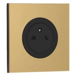 SCHNEIDER Odace Prise de courant 2P+T affleurante noir onyx et plaque simple laiton