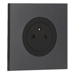 SCHNEIDER Odace Prise de courant 2P+T affleurante noir onyx et plaque simple perle noire