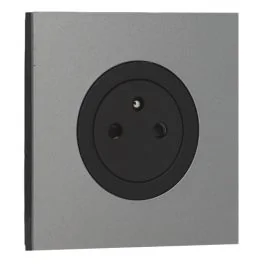 SCHNEIDER Odace Prise de courant 2P+T affleurante noir onyx et plaque simple titane