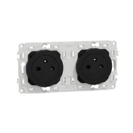 SCHNEIDER Odace Double prise de courant précâblée 2P+T affleurante noir onyx - S940062