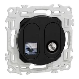 SCHNEIDER Odace Prise RJ45 catégorie 6 STP et TV simple noir onyx - S940141