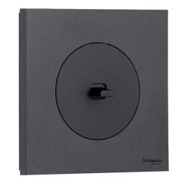 SCHNEIDER Odace Interrupteur va et vient/bouton poussoir à levier noir onyx complet