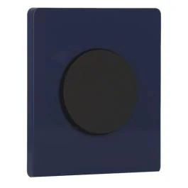SCHNEIDER Odace Interrupteur va et vient/bouton poussoir noir onyx et plaque simple Architecte bleu émaillé