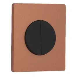 SCHNEIDER Odace Interrupteur double va et vient/bouton poussoir noir onyx et plaque simple Architecte cuivre