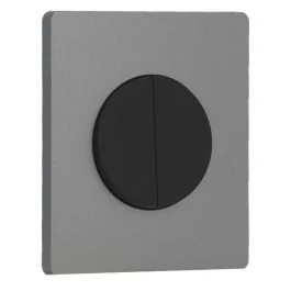 SCHNEIDER Odace Interrupteur double va et vient/bouton poussoir noir onyx et plaque simple Architecte titane
