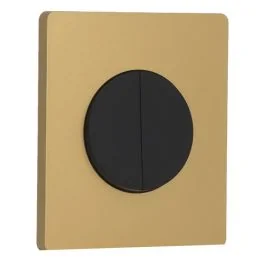 SCHNEIDER Odace Interrupteur double va et vient/bouton poussoir noir onyx et plaque simple Architecte laiton