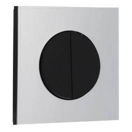 SCHNEIDER Odace Interrupteur double va et vient/bouton poussoir noir onyx et plaque simple aluminium