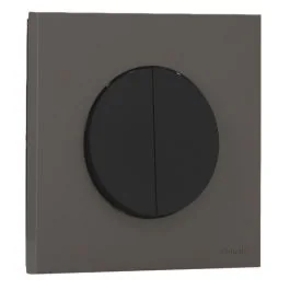 SCHNEIDER Odace Interrupteur double va et vient/bouton poussoir noir onyx et plaque simple gris basalte