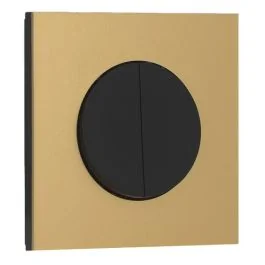 SCHNEIDER Odace Interrupteur double va et vient/bouton poussoir noir onyx et plaque simple laiton