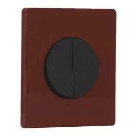 SCHNEIDER Odace Interrupteur double va et vient/bouton poussoir noir onyx et plaque simple Architecte sienne émaillé