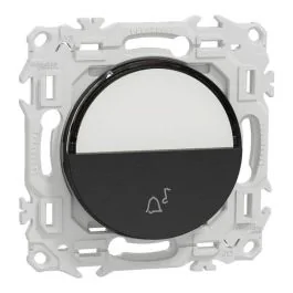 SCHNEIDER Odace Bouton poussoir porte-étiquette noir onyx - S940246
