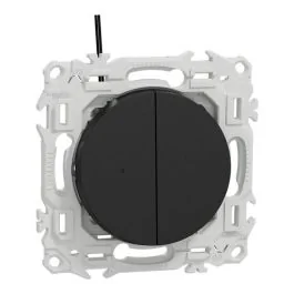SCHNEIDER Odace Interrupteur double va et vient/bouton poussoir à voyant lumineux noir onyx - S940273