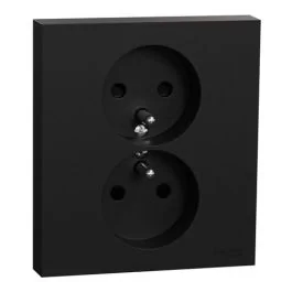 SCHNEIDER Odace Double prise de courant 2P+T complet noir onyx - S941089
