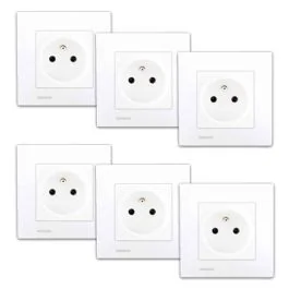 SIEMENS Delta Viva Lot de 6 prises de courant 2P+T complet blanc