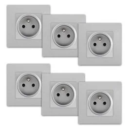 SIEMENS Delta Viva Lot de 6 prises de courant 2P+T complet silver