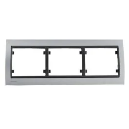 SIEMENS Delta Iris Plaque triple horizontale métal alu silver