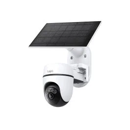 TAPO Caméra de surveillance connectée Wifi extérieure 2K solaire motorisée blanche - TC90 kit
