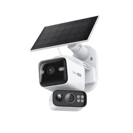 TAPO Caméra de surveillance connectée Wifi extérieure double optique 2K solaire motorisée blanche - TC93D Kit
