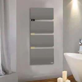 THERMOR Symphonik Sèche-serviettes électrique connecté roche/chêne avec soufflerie 1750W mât à gauche - 492603