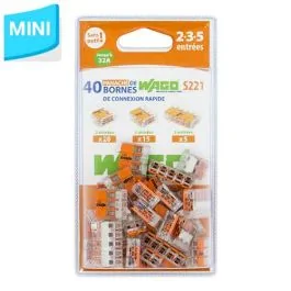 WAGO S221 40 mini bornes de connexion rapide 2, 3 et 5 entrées pour fils souples et rigides