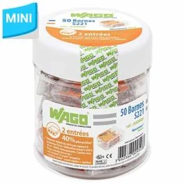 WAGO S221 50 mini bornes de connexion rapide 2 entrées pour fils souples et rigides - 221-412