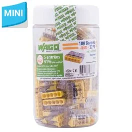 WAGO S2273 100 mini bornes de connexion rapide 5 entrées pour fils rigides - 2273-205