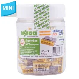 WAGO S2273 50 mini bornes de connexion rapide 5 entrées pour fils rigides - 2273-205