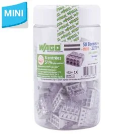 WAGO S2273 50 mini bornes de connexion rapide 8 entrées pour fils rigides - 2273-208