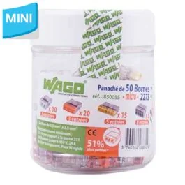 WAGO S2273 50 mini bornes de connexion rapide 2, 3, 5 et 8 entrées pour fils rigides