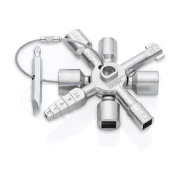 KNIPEX TwinKey® Clé universelle en croix pour armoires et systèmes de fermetures 13 fonctions - 001101