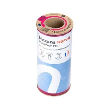 Fil électrique rigide H07VU 1.5² bleu NEXANS Mobiway POP bobine de 100m - vue de dessus