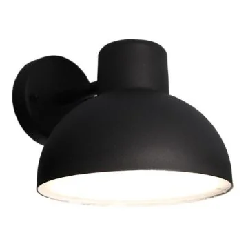De couleur noire, cette applique Arlux Dalia aux formes rondes, de style industriel, éclaire vers le bas.