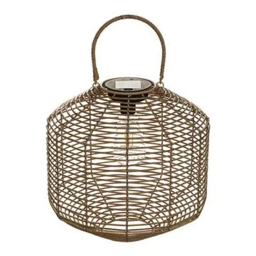 ATMOSPHERA Lampe à poser extérieur solaire LED CUBA hauteur 30cm bois naturel - 178903