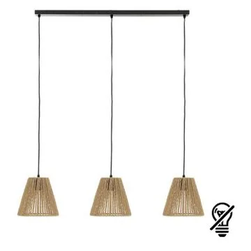 ATMOSPHERA Suspension triple corde E27 GIADA 230V diametre 20cm bois naturel - 200057