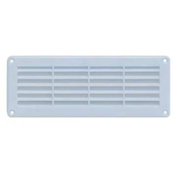Grille d'aération blanche PVC Autogyre de 205x121mm avec moustiquaire intégrée
