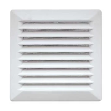 AUTOGYRE Grille d'aération PVC à clipser 184x184mm avec moustiquaire blanc - vue de face