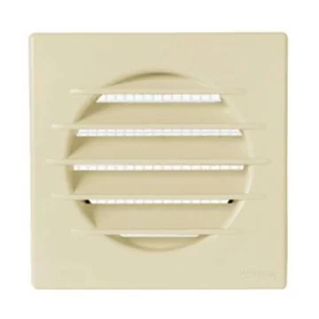 Grille d'aération sable encastrable PVC carrée Autogyre de 126mm x 126mm - vue de face