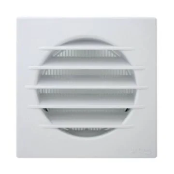 Grille d'aération blanche encastrable PVC carrée Autogyre de 126mm x 126mm - vue de face