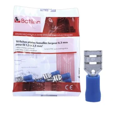 BATILEC Cosses plates femelles bleues 1,5 à 2,5 mm² - Lot de 10 - 030502