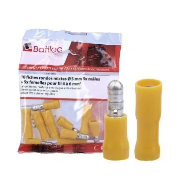BATILEC Cosses rondes jaunes 4 à 6 mm² - Lot de 10 - 030663