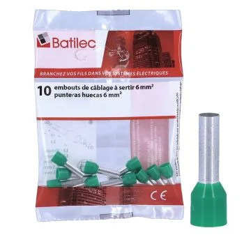BATILEC Embouts de câblage verts 6 mm² - Lot de 10 - 045018