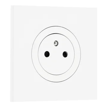 SCHNEIDER Odace Prise de courant 2P+T affleurante blanc craie et plaque simple céramique blanc