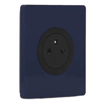 SCHNEIDER Odace Prise de courant 2P+T affleurante noir onyx et plaque simple Architecte bleu émaillé