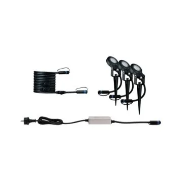 Kit de 3 spots LED extérieurs sur piquet orientable Paulmann Plug & Shine
